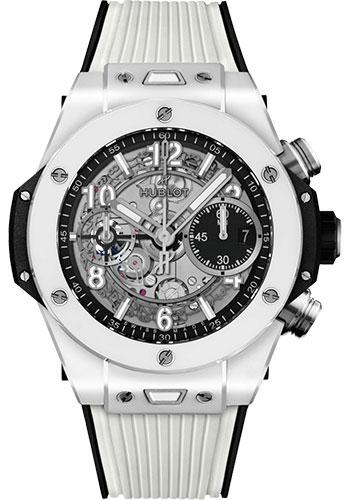 Hublot Big Bang Unico White Ceramic Watch - 42 mm - Black Skeleton Dial - Black and White Rubber Strap-441.HX.1171.RX - Luxury Time NYC