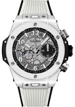 Load image into Gallery viewer, Hublot Big Bang Unico White Ceramic Watch - 42 mm - Black Skeleton Dial - Black and White Rubber Strap-441.HX.1171.RX - Luxury Time NYC