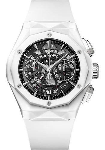 Hublot Classic Fusion Aerofusion Chronograph Orlinski White Ceramic Watch - 45 mm - Sapphire Crystal Dial - White Smooth Rubber Strap Limited Edition of 200-525.HI.0170.RW.ORL21 - Luxury Time NYC