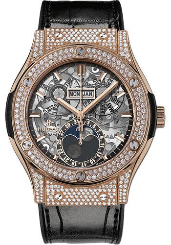 Hublot Classic Fusion Aerofusion Moonphase King Gold Pave Watch-517.OX.0180.LR.1704 - Luxury Time NYC