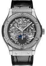 Load image into Gallery viewer, Hublot Classic Fusion Aerofusion Moonphase Titanium Diamonds Watch - 42 mm - Sapphire Dial - Black Rubber and Leather Strap-547.NX.0170.LR.1104 - Luxury Time NYC