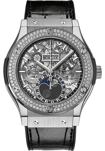 Hublot Classic Fusion Aerofusion Moonphase Titanium Diamonds Watch-517.NX.0170.LR.1104 - Luxury Time NYC