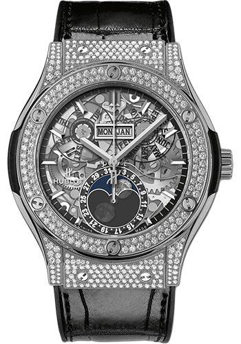 Hublot Classic Fusion Aerofusion Moonphase Titanium Pave Watch-517.NX.0170.LR.1704 - Luxury Time NYC