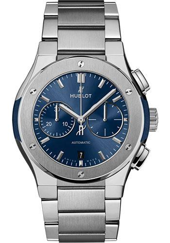 Hublot Classic Fusion Blue Chronograph Titanium Bracelet Watch - 42 mm - Blue Dial-540.NX.7170.NX - Luxury Time NYC
