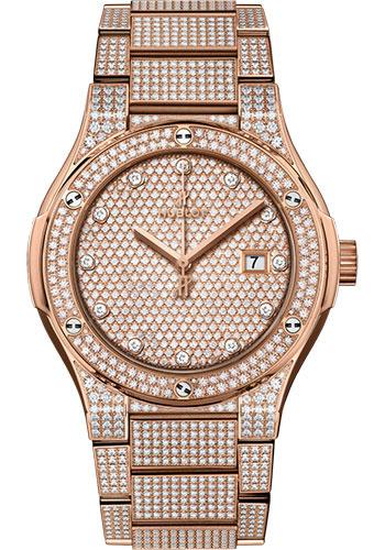 Hublot Classic Fusion Bracelet King Gold Full Pave Watch - 42 mm - Gem Set Dial-548.OX.9000.OX.3704 - Luxury Time NYC