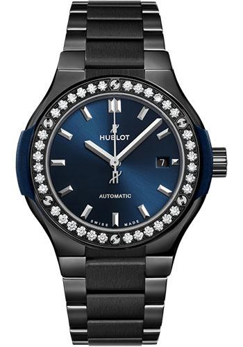 Hublot Classic Fusion Ceramic Blue Bracelet Diamonds Watch - 33 mm - Blue Dial-585.CM.7170.CM.1204 - Luxury Time NYC