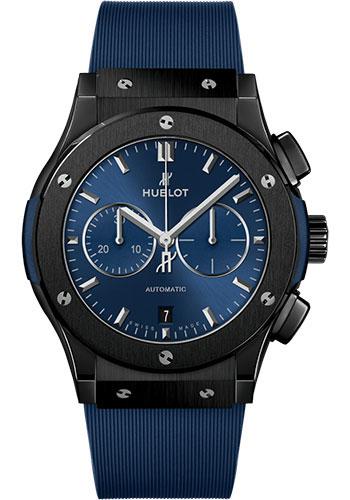 Hublot Classic Fusion Ceramic Blue Chronograph Watch - 42 mm - Blue Dial - Blue Lined Rubber Strap-541.CM.7170.RX - Luxury Time NYC