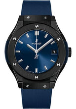 Load image into Gallery viewer, Hublot Classic Fusion Ceramic Blue Watch - 33 mm - Blue Dial - Blue Lined Rubber Strap-581.CM.7170.RX - Luxury Time NYC