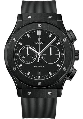 Hublot Classic Fusion Chronograph Black Magic Watch - 42 mm - Black Dial - Black Lined Rubber Strap-541.CM.1171.RX - Luxury Time NYC