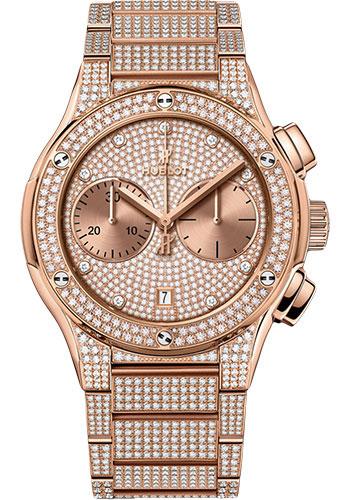 Hublot Classic Fusion Chronograph King Gold Full Pave Bracelet Watch - 45 mm - Gem Set Dial-520.OX.9010.OX.3704 - Luxury Time NYC