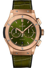 Load image into Gallery viewer, Hublot Classic Fusion Chronograph King Gold Green Watch - 42 mm - Green Dial - Black Rubber and Green Leather Strap-541.OX.8980.LR - Luxury Time NYC