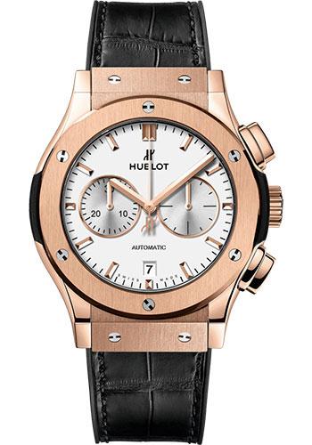 Hublot Classic Fusion Chronograph King Gold Opalin Watch - 42 mm - Opaline Ed Dial - Black Rubber and Leather Strap-541.OX.2611.LR - Luxury Time NYC