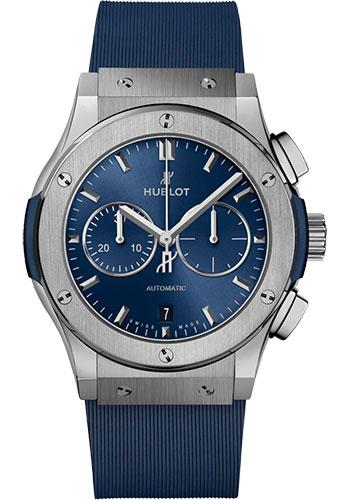 Hublot Classic Fusion Chronograph Titanium Blue Watch - 42 mm - Blue Dial - Blue Lined Rubber Strap-541.NX.7170.RX - Luxury Time NYC