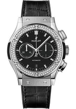 Load image into Gallery viewer, Hublot Classic Fusion Chronograph Titanium Diamonds Watch - 42 mm - Black Dial - Black Rubber and Leather Strap-541.NX.1171.LR.1104 - Luxury Time NYC