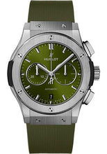 Load image into Gallery viewer, Hublot Classic Fusion Chronograph Titanium Green Watch - 42 mm - Green Dial - Green Lined Rubber Strap-541.NX.8970.RX - Luxury Time NYC