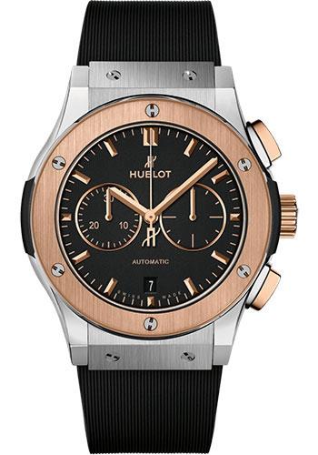 Hublot Classic Fusion Chronograph Titanium King Gold Watch - 42 mm - Black Dial - Black Lined Rubber Strap-541.NO.1181.RX - Luxury Time NYC