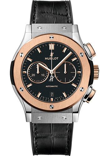 Hublot Classic Fusion Chronograph Titanium King Gold Watch - 42 mm - Black Dial - Black Rubber and Leather Strap-541.NO.1181.LR - Luxury Time NYC