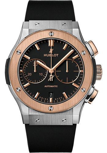 Hublot Classic Fusion Chronograph Titanium King Gold Watch - 45 mm - Black Dial - Black Lined Rubber Strap-521.NO.1181.RX - Luxury Time NYC