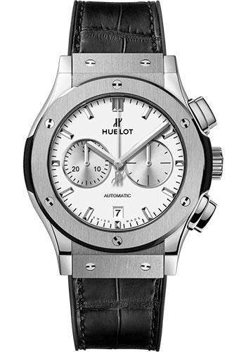 Hublot Classic Fusion Chronograph Titanium Opalin Watch - 42 mm - Opaline Ed Dial - Black Rubber and Leather Strap-541.NX.2611.LR - Luxury Time NYC