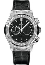 Load image into Gallery viewer, Hublot Classic Fusion Chronograph Titanium Pave Watch - 42 mm - Black Dial - Black Rubber and Leather Strap-541.NX.1171.LR.1704 - Luxury Time NYC