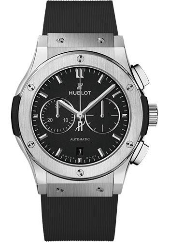 Hublot Classic Fusion Chronograph Titanium Watch - 42 mm - Black Dial - Black Lined Rubber Strap-541.NX.1171.RX - Luxury Time NYC