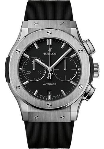 Hublot Classic Fusion Chronograph Titanium Watch - 45 mm - Black Dial - Black Lined Rubber Strap-521.NX.1171.RX - Luxury Time NYC