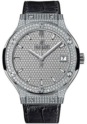 Hublot Classic Fusion Diamond Paved Titanium - Diamond Paved Dial - Rubber Alligator Strap-565.NX.9010.LR.1704 - Luxury Time NYC