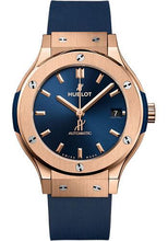 Load image into Gallery viewer, Hublot Classic Fusion King Gold Blue Watch - 38 mm - Blue Dial - Blue Lined Rubber Strap-565.OX.7180.RX - Luxury Time NYC