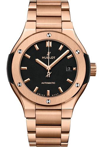 Hublot Classic Fusion King Gold Bracelet Watch - 33 mm - Black Dial-585.OX.1180.OX - Luxury Time NYC