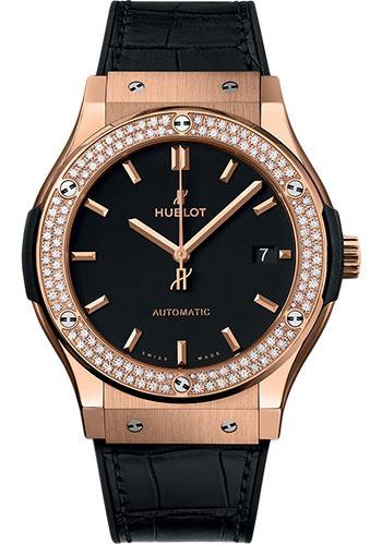 Hublot Classic Fusion King Gold Diamonds Watch - 45 mm - Black Dial-511.OX.1181.LR.1104 - Luxury Time NYC