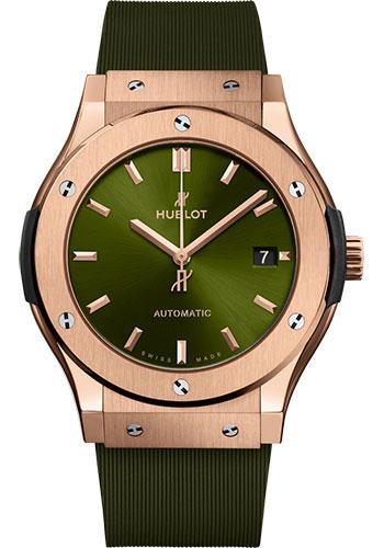 Hublot Classic Fusion King Gold Green Watch - 45 mm - Green Dial - Green Lined Rubber Strap-511.OX.8980.RX - Luxury Time NYC