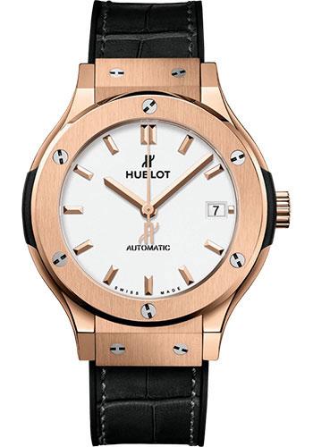 Hublot Classic Fusion King Gold Opalin Watch - 38 mm - Opaline Ed Dial - Black Rubber and Leather Strap-565.OX.2611.LR - Luxury Time NYC