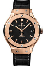 Load image into Gallery viewer, Hublot Classic Fusion King Gold Watch - 38 mm - Black Dial - Black Rubber and Leather Strap-565.OX.1181.LR - Luxury Time NYC