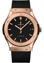 Load image into Gallery viewer, Hublot Classic Fusion King Gold Watch - 45 mm - Black Dial - Black Lined Rubber Strap-511.OX.1181.RX - Luxury Time NYC
