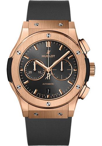 Hublot Classic Fusion Racing Grey Chronograph King Gold Watch - 42 mm - Gray Dial - Gray Lined Rubber Strap-541.OX.7080.RX - Luxury Time NYC