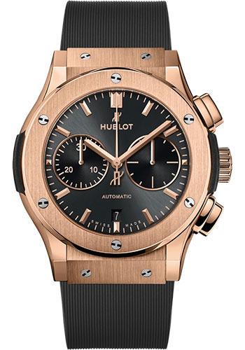 Hublot Classic Fusion Racing Grey Chronograph King Gold Watch - 45 mm - Gray Dial - Gray Lined Rubber Strap-521.OX.7081.RX - Luxury Time NYC