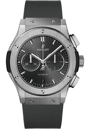 Hublot Classic Fusion Racing Grey Chronograph Titanium Watch - 42 mm - Gray Dial - Gray Lined Rubber Strap-541.NX.7070.RX - Luxury Time NYC