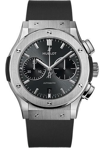 Hublot Classic Fusion Racing Grey Chronograph Titanium Watch - 45 mm - Gray Dial - Gray Lined Rubber Strap-521.NX.7071.RX - Luxury Time NYC