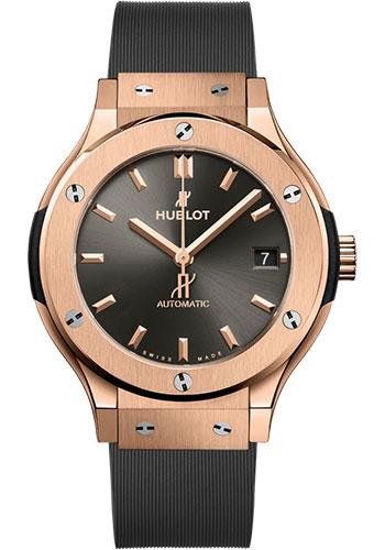 Hublot Classic Fusion Racing Grey King Gold Watch - 38 mm - Gray Dial - Gray Lined Rubber Strap-565.OX.7081.RX - Luxury Time NYC