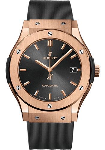 Hublot Classic Fusion Racing Grey King Gold Watch - 45 mm - Gray Dial - Gray Lined Rubber Strap-511.OX.7081.RX - Luxury Time NYC