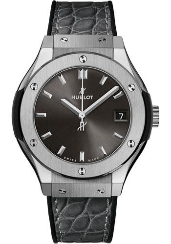Hublot Classic Fusion Racing Grey Titanium Watch - 33 mm - Gray Dial - Black Rubber and Gray Leather Strap-581.NX.7071.LR - Luxury Time NYC