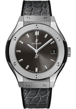 Load image into Gallery viewer, Hublot Classic Fusion Racing Grey Titanium Watch - 33 mm - Gray Dial - Black Rubber and Gray Leather Strap-581.NX.7071.LR - Luxury Time NYC