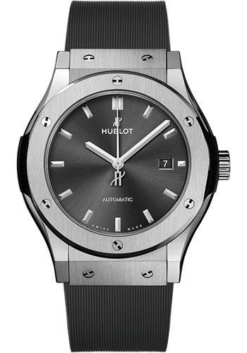 Hublot Classic Fusion Racing Grey Titanium Watch - 42 mm - Gray Dial - Gray Lined Rubber Strap-542.NX.7071.RX - Luxury Time NYC