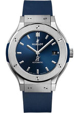 Load image into Gallery viewer, Hublot Classic Fusion Titanium Blue Watch - 38 mm - Blue Dial - Blue Lined Rubber Strap-565.NX.7170.RX - Luxury Time NYC