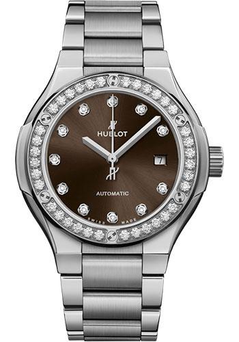 Hublot Classic Fusion Titanium Brown Diamonds Bracelet Watch - 33 mm - Brown Dial-585.NX.897M.NX.1204 - Luxury Time NYC