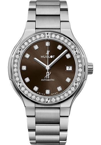 Hublot Classic Fusion Titanium Brown Diamonds Bracelet Watch - 38 mm - Brown Dial-568.NX.897M.NX.1204 - Luxury Time NYC