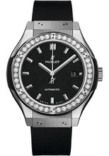 Load image into Gallery viewer, Hublot Classic Fusion Titanium Diamonds Watch - 33 mm - Black Dial - Black Rubber and Leather Strap-582.NX.1170.RX.1204 - Luxury Time NYC
