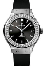Load image into Gallery viewer, Hublot Classic Fusion Titanium Diamonds Watch - 38 mm - Black Dial - Black Lined Rubber Strap-565.NX.1470.RX.1204 - Luxury Time NYC