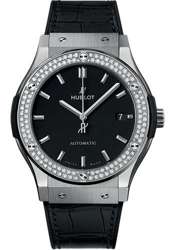 Hublot Classic Fusion Titanium Diamonds Watch - 45 mm - Black Dial-511.NX.1171.LR.1104 - Luxury Time NYC
