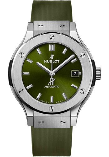 Hublot Classic Fusion Titanium Green Watch - 38 mm - Green Dial - Green Lined Rubber Strap-565.NX.8970.RX - Luxury Time NYC